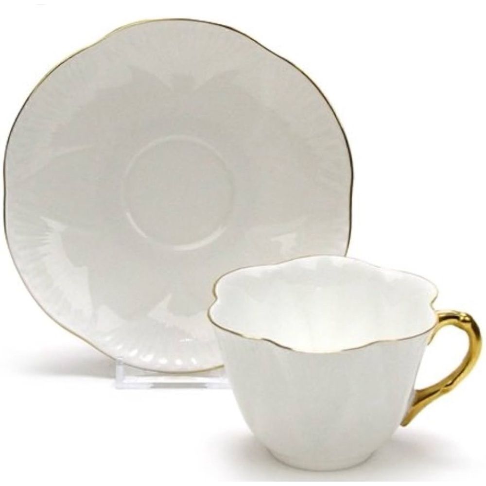 Vintage White Regency Shelley Teacup & Saucer With Gold Trim Dainty
